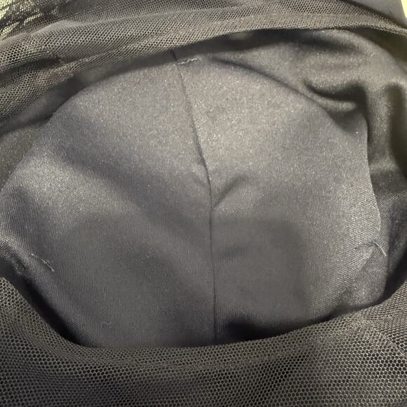 R&M Richards Ruffled Illusion Formal Jumpsuit Size 14P Petite Navy Mesh Sleeve - Picture 8 of 12